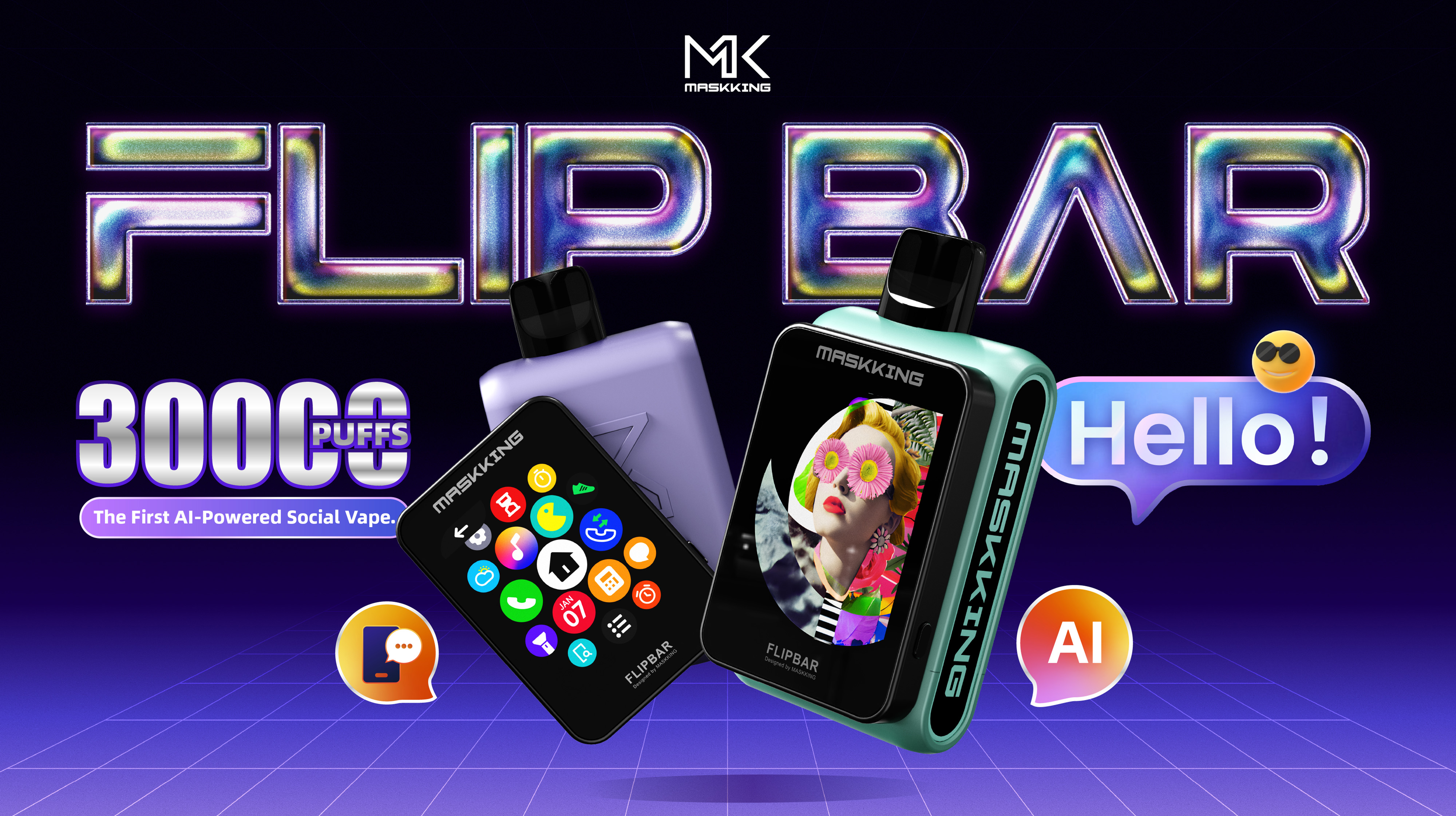 Maskking Flip Bar 30000- World’s First AI-Powered Social Vape Redefining Smart Vaping